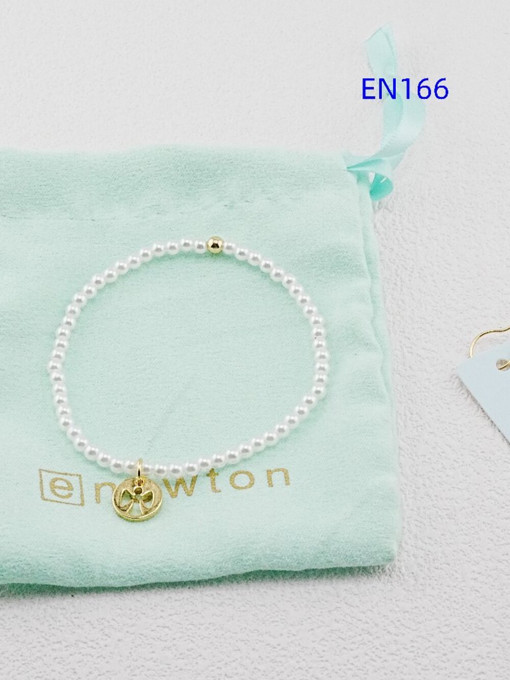 Enewton White Pearl Gold Hollow Cross Bracelet